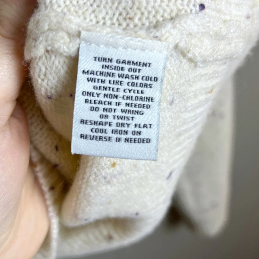 C&C California Confetti Knit V‎ Neck Sweater Cream Women XL